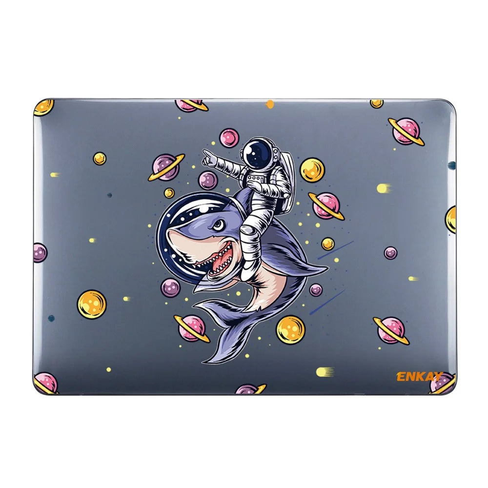 ENKAY HAT PRINCE for MacBook Pro 13-inch (2020) A2251/A2289/A2338 Planets Series Spaceman Patterns Sheer Anti-Wear/Scratch Hard PC Laptop Protective Case Cover - Shark - 3