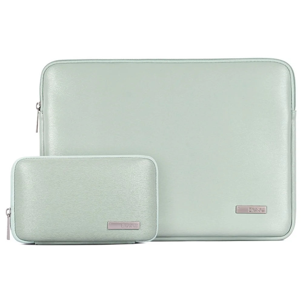 CANVASARTISAN L6-T0421 15 inch Notebook Sleeve Soft PU Leather Full Protection Laptop Computer Bag with Small Pouch - Green - 1