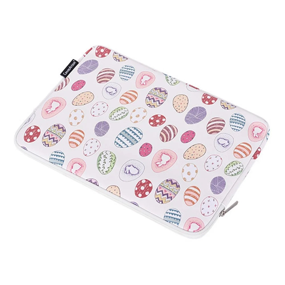 CANVASARTISAN G52-T0111 2Pcs/Set 14-inch Notebook Carrying Bag with Small Bag Easter Bunny and Eggs Pattern PU Laptop Sleeve - 5
