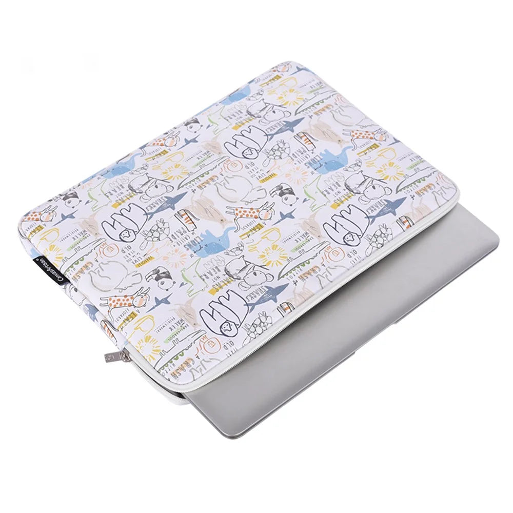 CANVASARTISAN G50-T0111 for 13-inch Laptop Cartoon Animal Pattern Notebook Sleeve Shockproof PU Carrying Bag + Small Bag Set - 6
