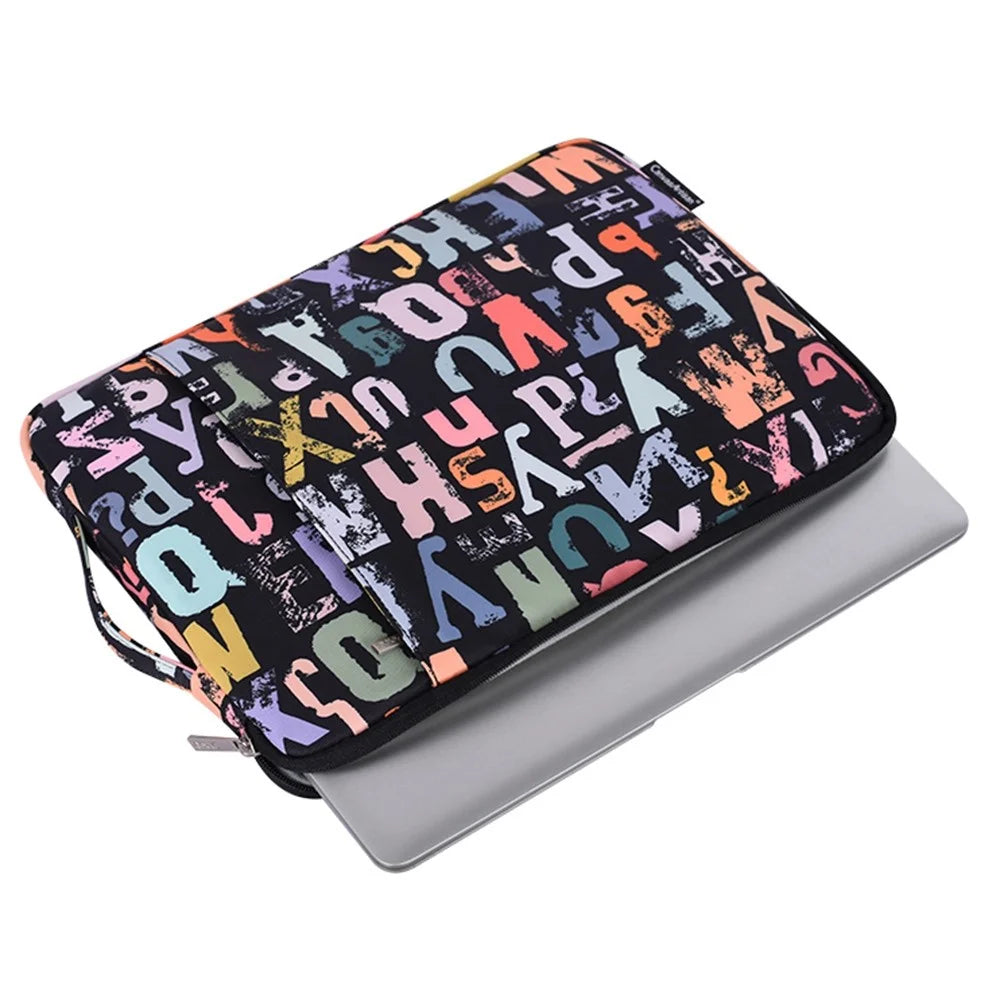 CANVASARTISAN H18-89 Watercolor Letter Pattern Notebook Handbag for 13-inch Laptop Bag Zipper Case - 3