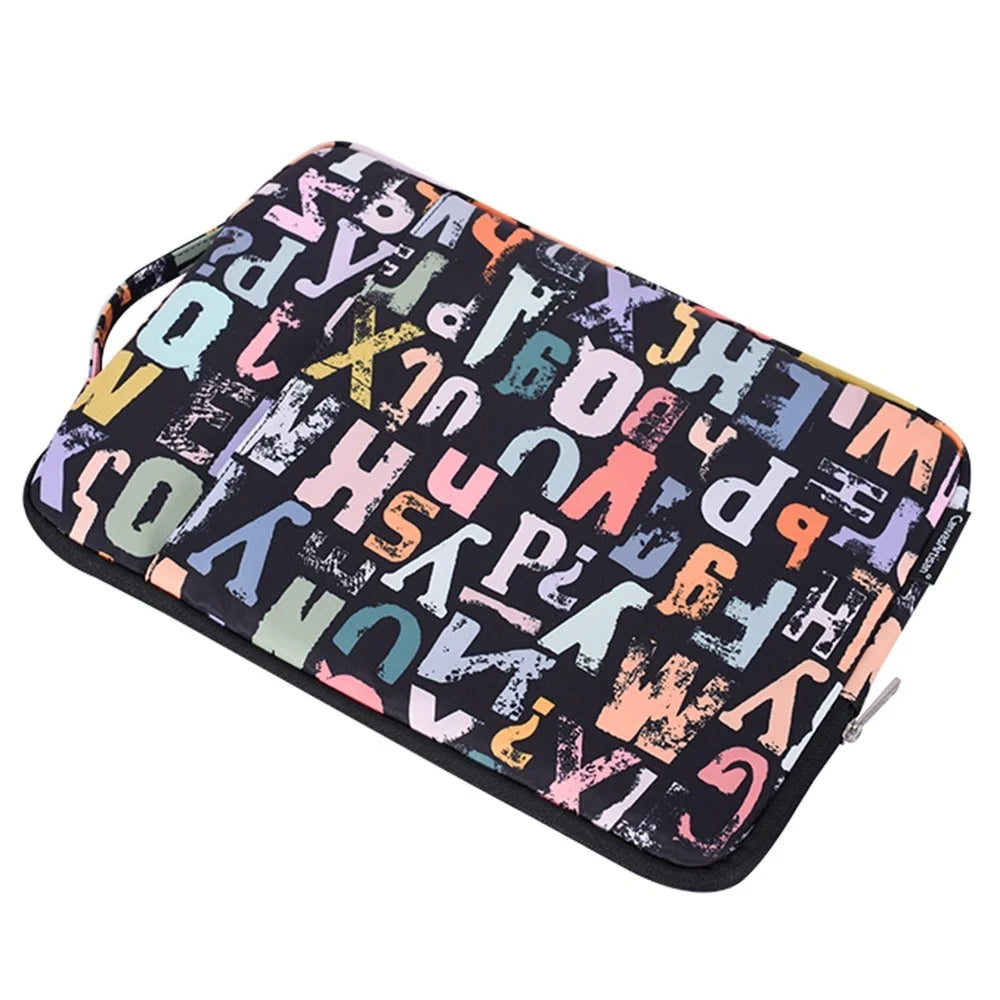 CANVASARTISAN H18-89 Watercolor Letter Pattern Notebook Handbag for 13-inch Laptop Bag Zipper Case - 5