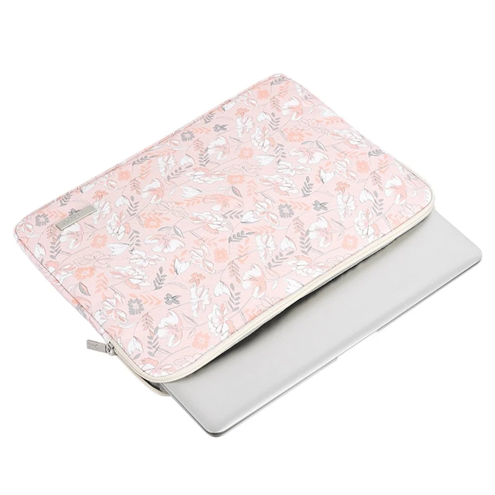 CANVASARTISAN G4-T0111 15-inch Laptop Carrying Case Flower Pattern PU Leather Notebook Sleeve with Small Pouch - 3