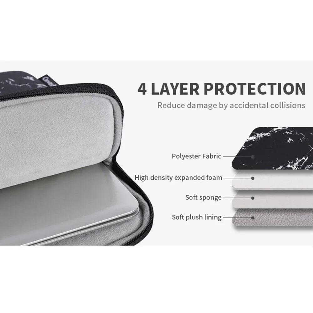 CANVASARTISAN H32-58 Waterproof Sleeve Bag for 11 inch Laptops Portable Slim Case with 3-Pouches/Handle Strap Notebook Anti-Scratch Carry Case - Black - 5