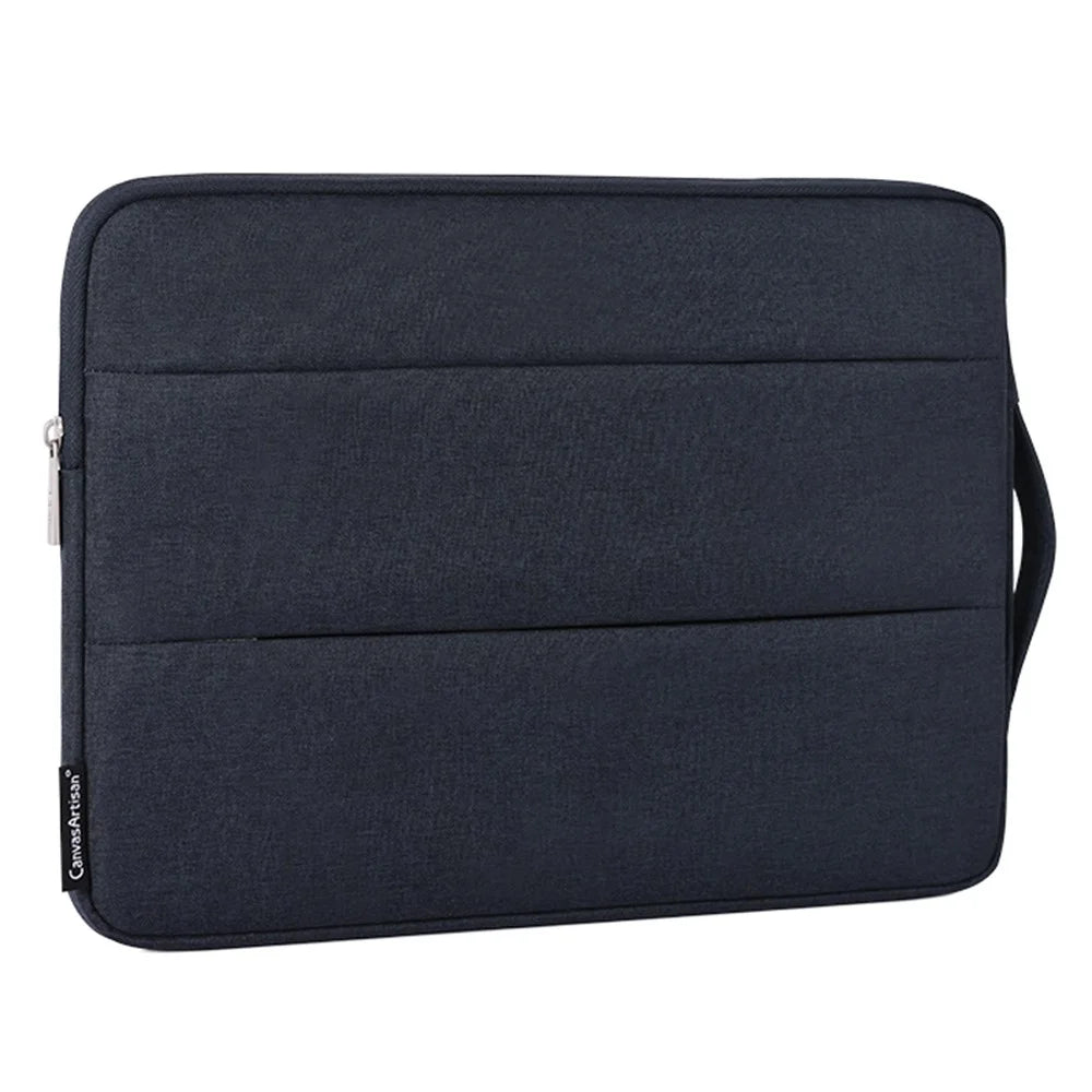CANVASARTISAN L25-88 Anti-Scratch Slim Case for 14 inch Laptops Portable Carry Case with Dual Pouch/Handle Strap Notebook Shockproof Sleeve Bag - Navy Blue - 4