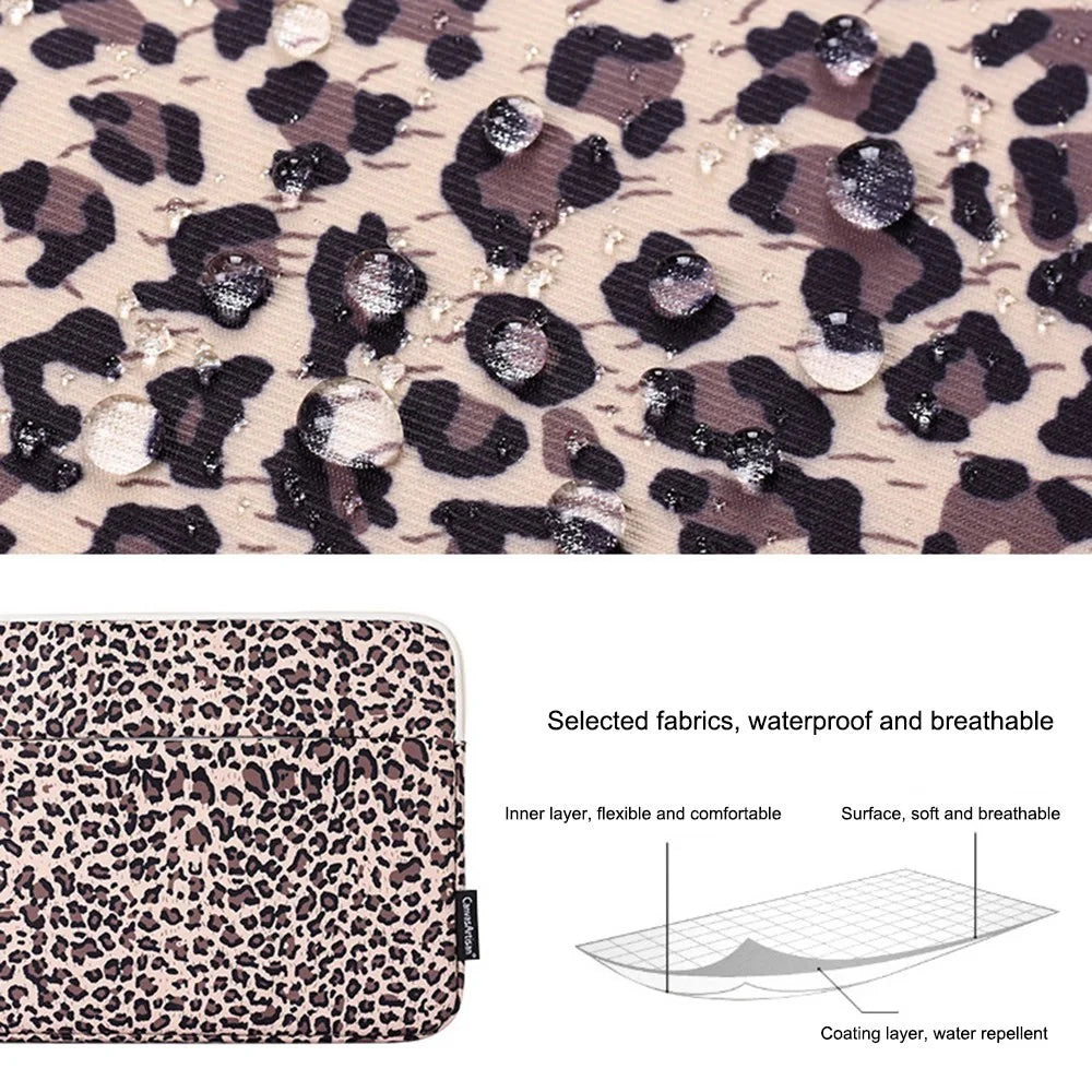 CANVASARTISAN H31-11 Portable Carry Case for 13-inch Laptops Shockproof Sleeve Bag Leopard Printed Water Resistant Slim Bag - Yellow - 7