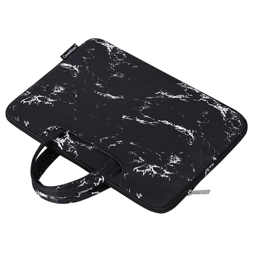 CANVASARTISAN H32-B01 Marble Pattern 13-inch Laptop Carrying Bag Marble Pattern Notebook Handbag - Black - 3