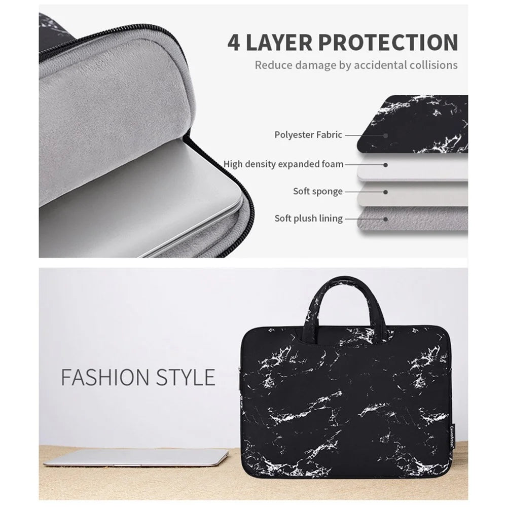 CANVASARTISAN H32-B01 Marble Pattern 13-inch Laptop Carrying Bag Marble Pattern Notebook Handbag - Black - 4