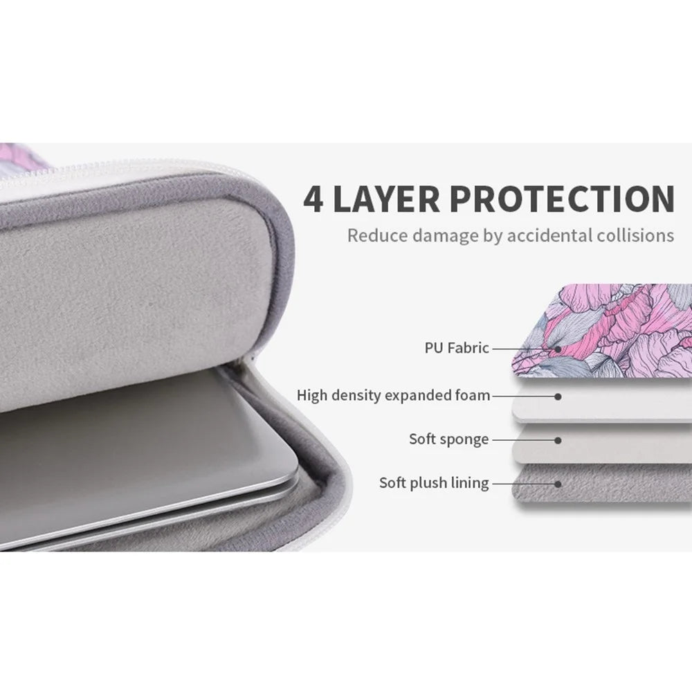 CANVASARTISAN G56-T0111 14-inch Notebook Carrying Case Flower Printed Ultra Slim PU Leather Laptop Sleeve - 6