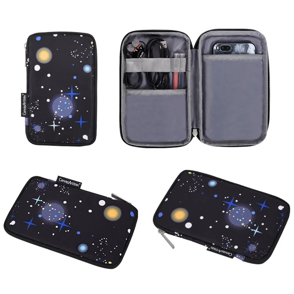 CANVASARTISAN H16-T0121 Starry Sky Pattern 13-inch Laptop Sleeve PU Leather Zipper Notebook Carrying Case with Small Bag - 5