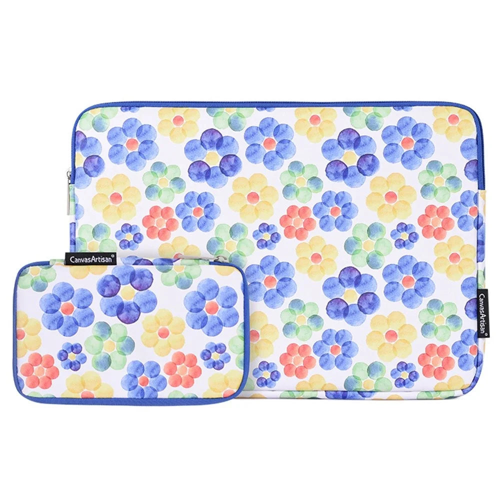 CANVASARTISAN G51-T0121 for 13-inch Notebook Big Flower Watercolor Painting Laptop Liner Bag with Small Bag Set - 1