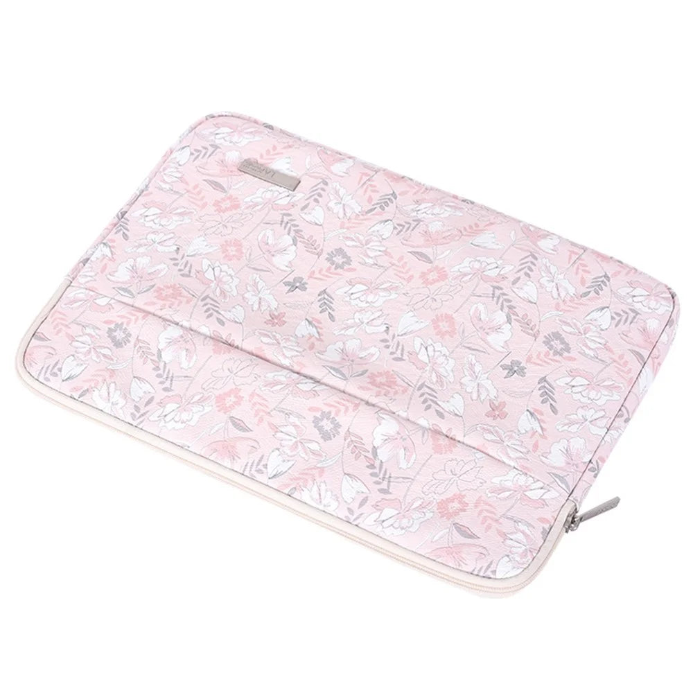 CANVASARTISAN G4-11 Portable PU Leather Carry Case for 13-inch Laptops Shockproof Storage Bag Flower Printed Sleeve Bag with Outer Pouch - 4