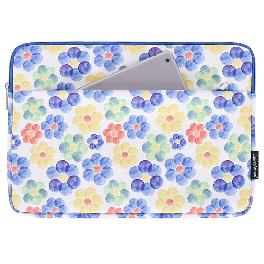 CANVASARTISAN G51-11 Portable Flower Pattern Printing 14-inch Laptop Sleeve Bag PU Leather Notebook Carrying Pouch - 1