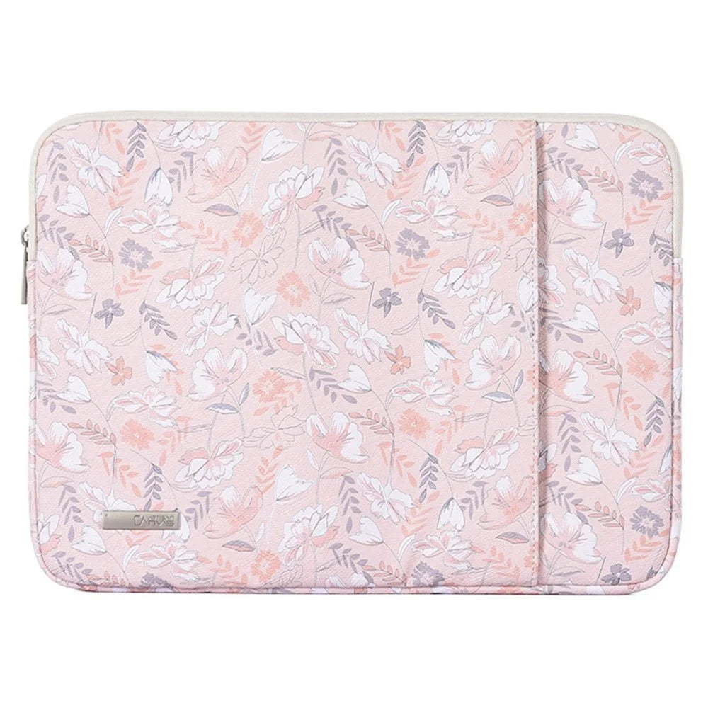CANVASARTISAN G4-19 Flower Printed Portable Carry Case for 11-inch Laptops PU Leather Storage Bag Shockproof Sleeve Bag with Outer Vertical Pouch - 2
