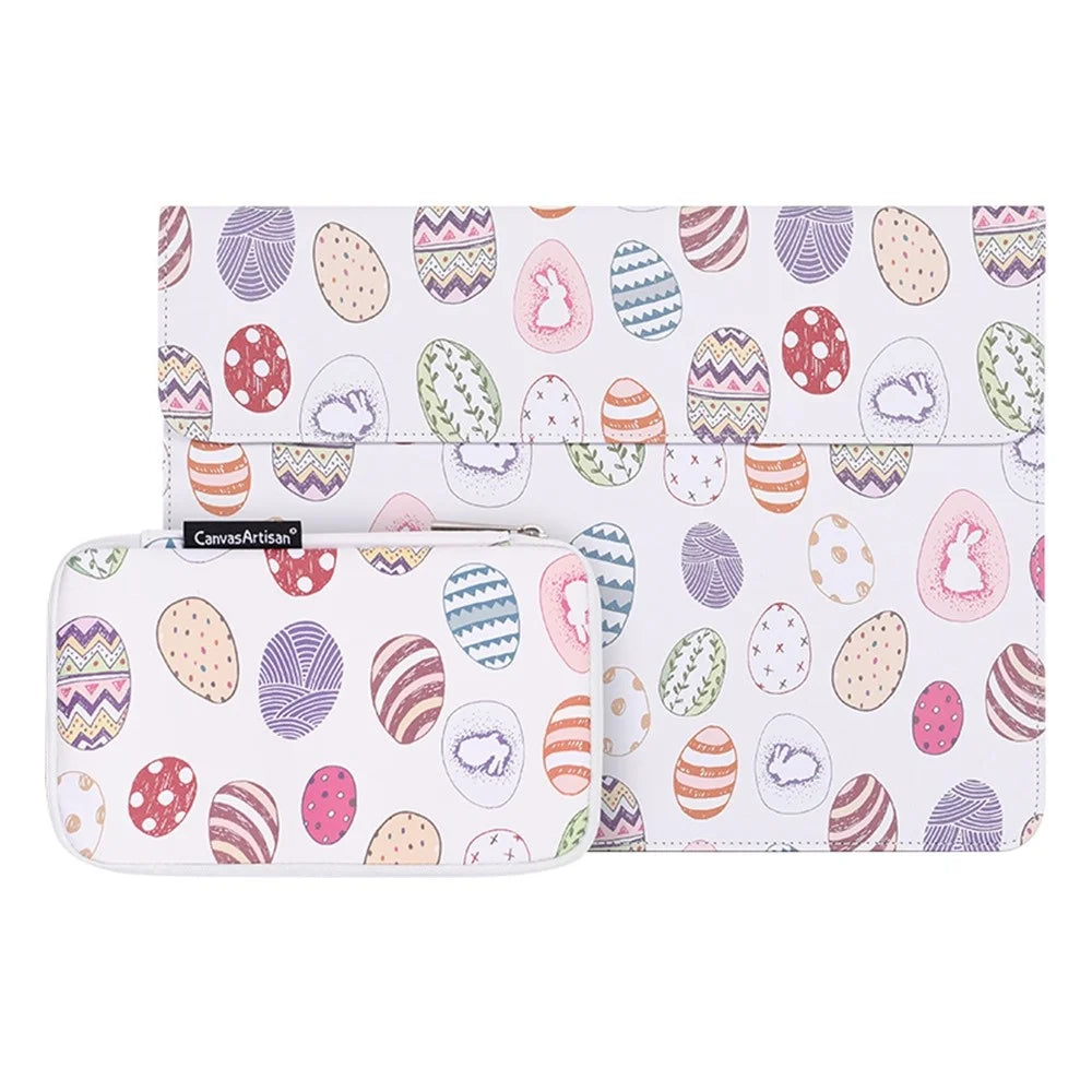 CANVASARTISAN E52-T0121 12-inch Fashionable Ellipse Pattern Envelope Style Magnetic Flap Laptop Sleeve + Small Bag - 1