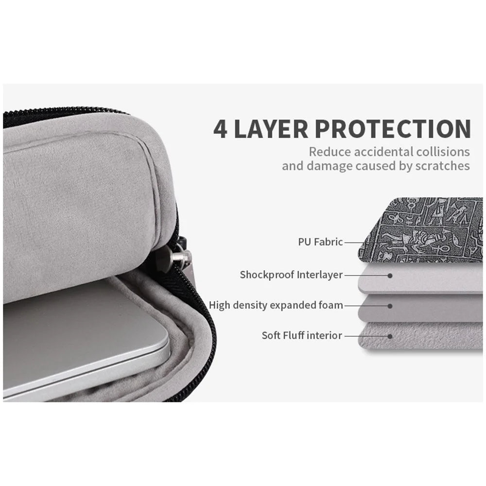 CANVASARTISAN L27-C22 14 inch Notebook Handbag Egypt Style Pattern Printing Laptop Bag Shoulder Bag with Front Pocket - Black - 6