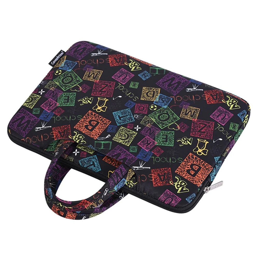 CANVASARTISAN H17-B01 for 12-inch Notebook Colorful Characters Patterned Handheld Polyester Laptop Protective Sleeve Bag Briefcase Handle Bag - 4