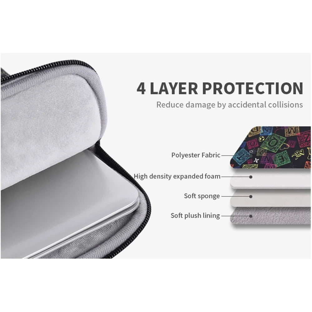 CANVASARTISAN H17-B01 for 13-inch Notebook Colorful Characters Patterned Polyester Carrying Briefcase Shock-Proof Handheld Laptop Handle Bag Protective Sleeve Bag - 5