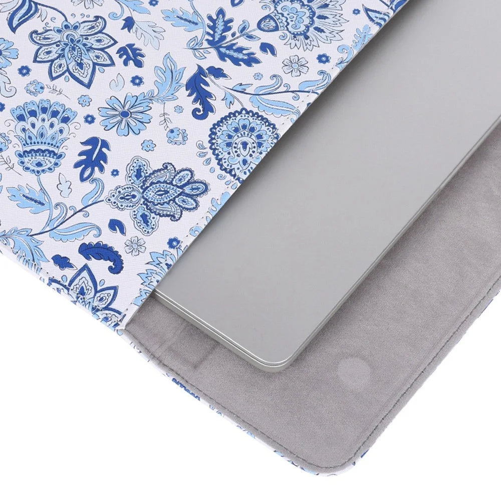 CANVASARTISAN E54-T0111 12-inch Light Blue Flower Pattern Envelope Style Magnetic Flap Laptop Sleeve + Small Bag - 7