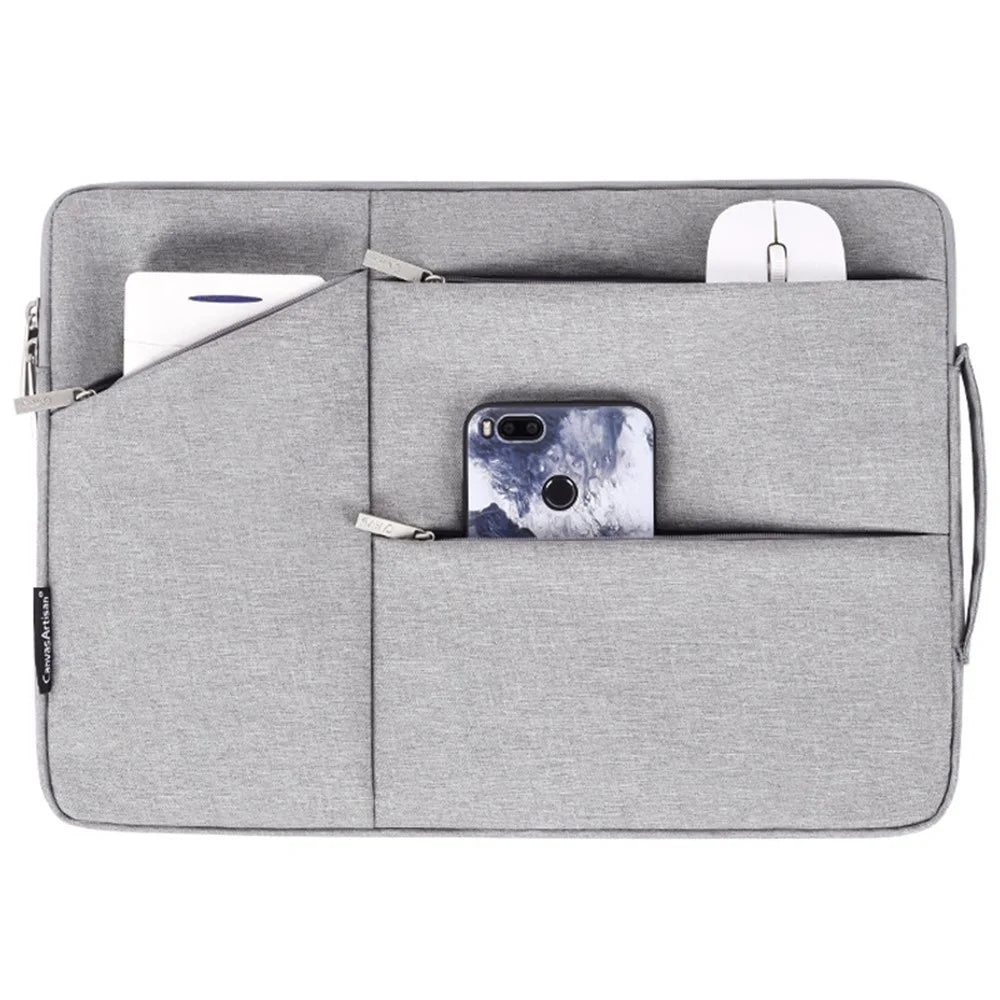 CANVASARTISAN L25-58 15-inch Laptop Protective Sleeve Notebook PC Handbag Carrying Bag - Light Grey - 5