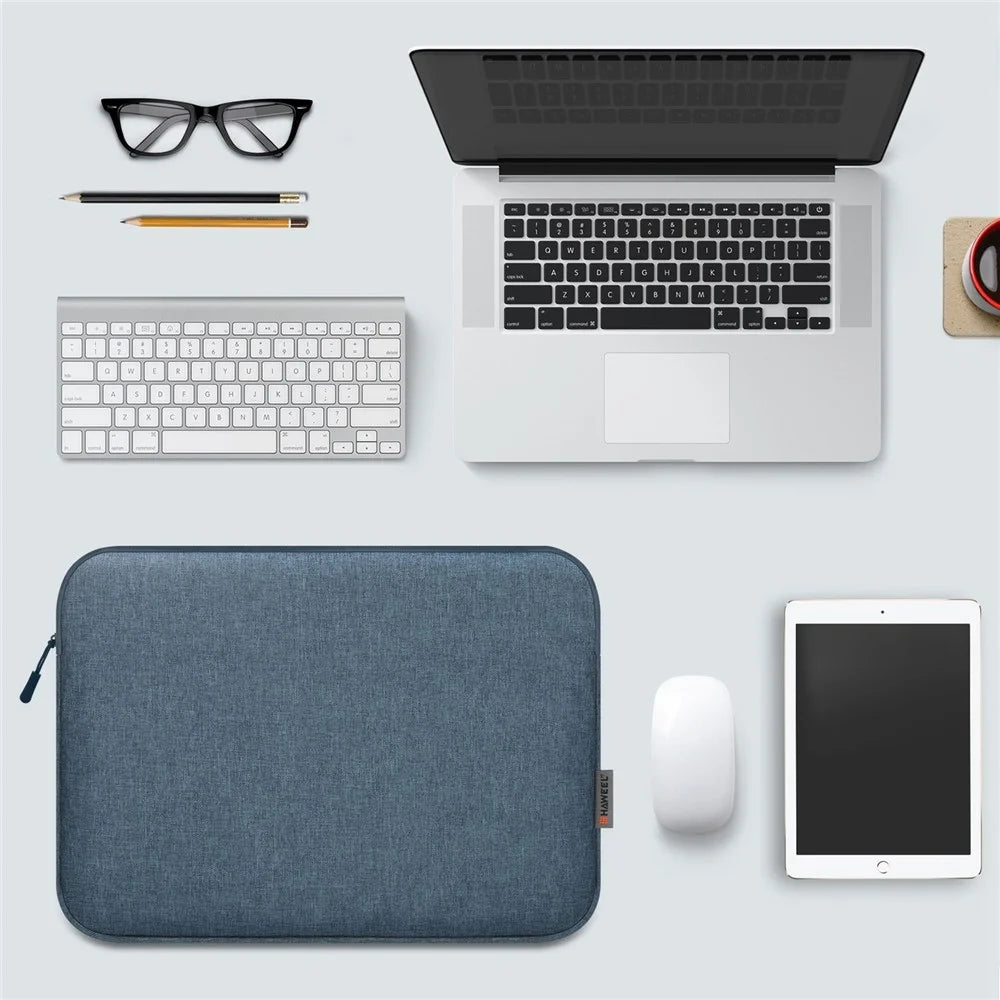 HAWEEL HWL7016 For Macbook Pro 15 inch (2016) / (2018-2019) / 16 inch (2022) Shockproof Zippered Sleeve Bag Scratch Resistant Carry Case (40.5 x 29.5cm, 15-16.7 inch) - Blue - 2
