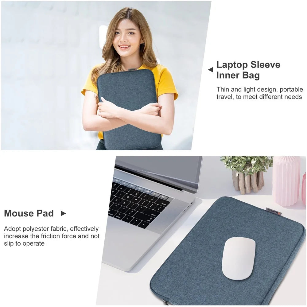 HAWEEL HWL7016 For Macbook Pro 15 inch (2016) / (2018-2019) / 16 inch (2022) Shockproof Zippered Sleeve Bag Scratch Resistant Carry Case (40.5 x 29.5cm, 15-16.7 inch) - Blue - 5