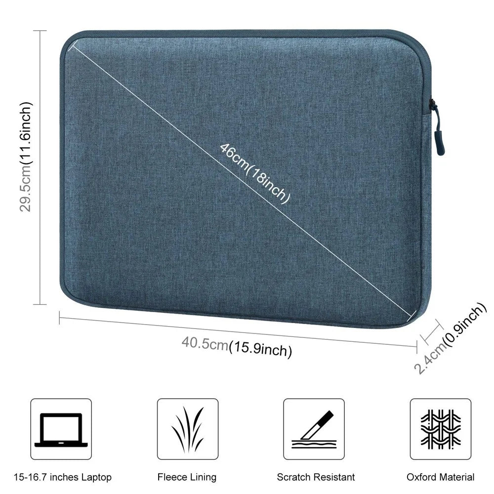 HAWEEL HWL7016 For Macbook Pro 15 inch (2016) / (2018-2019) / 16 inch (2022) Shockproof Zippered Sleeve Bag Scratch Resistant Carry Case (40.5 x 29.5cm, 15-16.7 inch) - Blue - 7