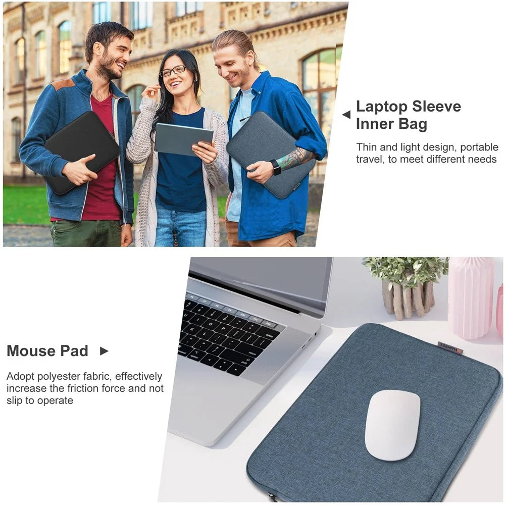 HAWEEL HWL7015 For MacBook Pro 14 inch (2021) / 15 inch (2013) / (2016) Protective Carrying Case Scratch Resistant Zippered Sleeve Bag (37 x 26cm, 14-15 inch) - Blue - 5