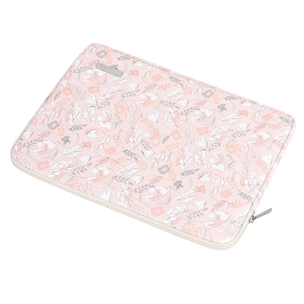 CANVASARTISAN G4-01 13-inch Laptop PU Leather Storage Bag Flower and Leaves Print Notebook Protective Sleeve - 1