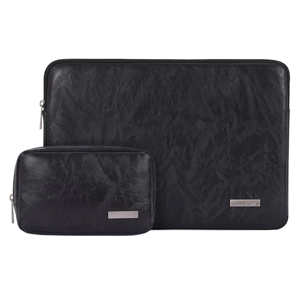 CANVASARTISAN L38-T0311 Anti-Scratch Sleeve Bag for 13 inch PU Leather Laptops Carry Case Portable Slim Case with Small Bag - Black - 1