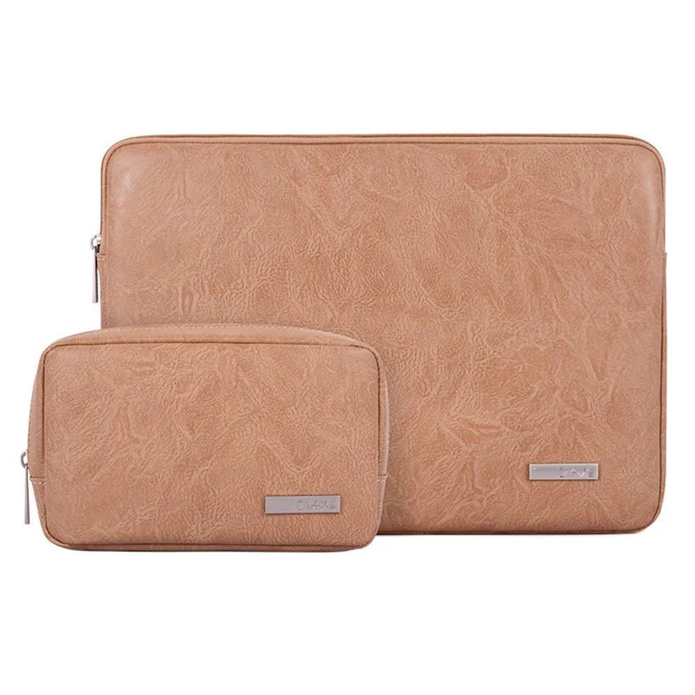CANVASARTISAN L38-T0311 PU Leather Sleeve Bag for 11 inch Laptops Anti-Scratch Carry Case Notebook Portable Slim Case with Small Bag - Khaki - 1