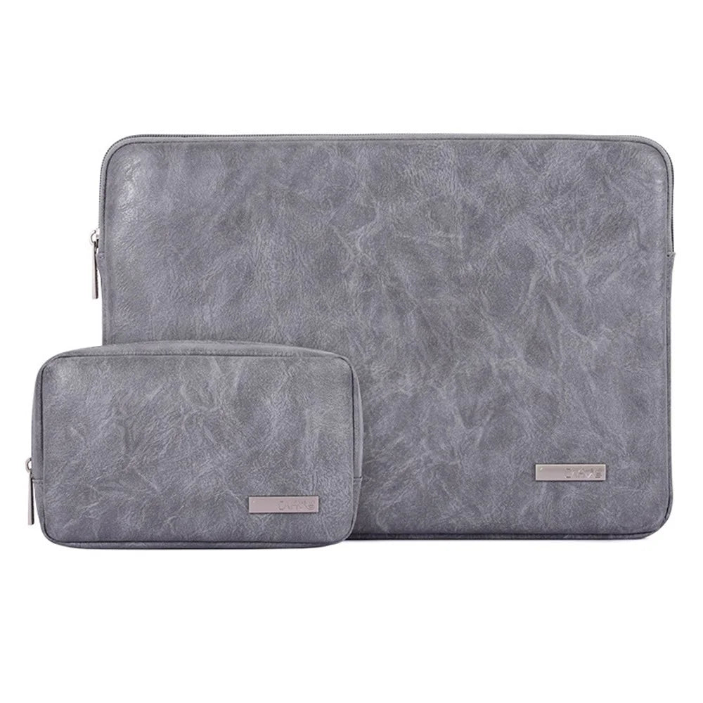 CANVASARTISAN L38-T0311 PU Leather Carrying Case for 12 inch Portable Sleeve Bag Laptops Anti-Scratch Slim Case with Small Bag - Grey - 1