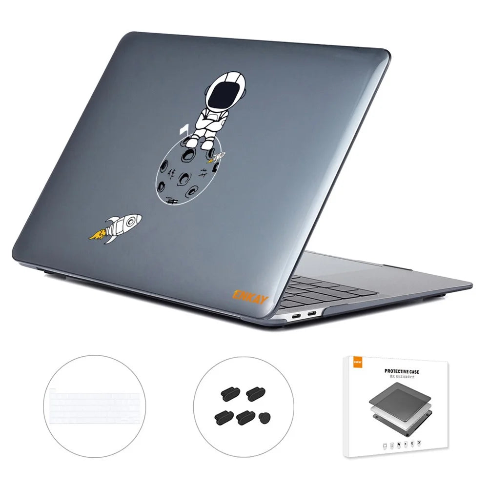 ENKAY HAT PRINCE For MacBook Pro 13 inch (2020) A2251 / A2289 / A2338 (US Version) Protective Cover Astronaut Pattern Anti-Scratch Laptop Case with TPU Keyboard Film + Dust-Proof Plugs - Astronaut No.4 - 1
