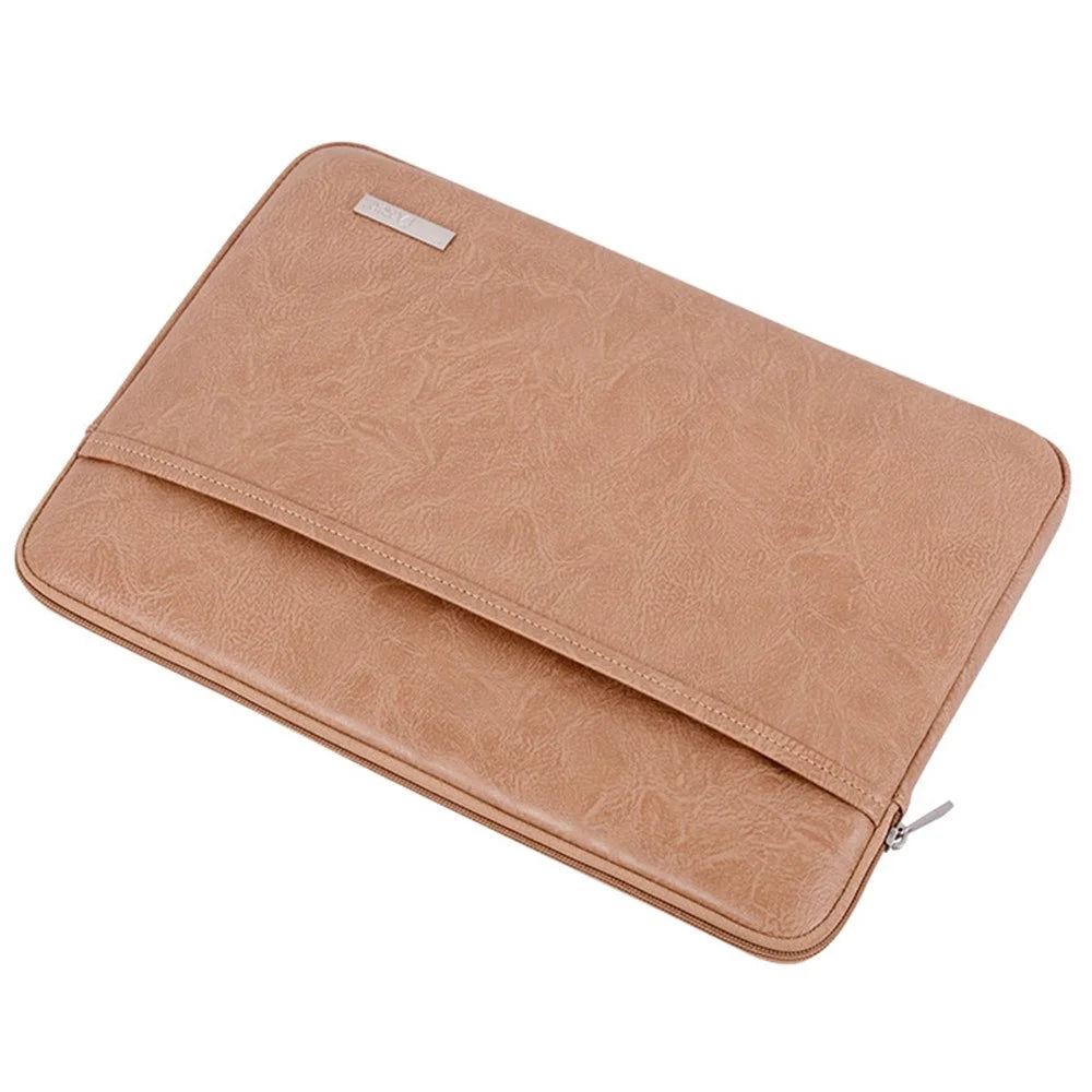 CANVASARTISAN L38-T0621 14-inch Notebook Computer Bag Laptop Protection Sleeve Super Thin PU Leather Carrying Handbag with Small Pouch - Khaki - 7