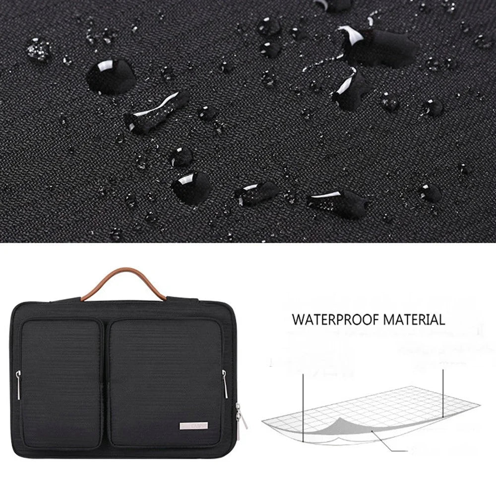 CANVASARTISAN K28-22 Portable Sleeve Bag Splashproof Laptops Slim Case with 2 Pouches / Handle Strap for 15 inch Notebook Shockproof Carrying Case - Black - 4