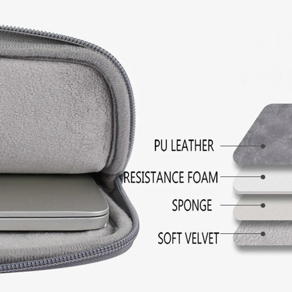 CANVASARTISAN L38-T06 PU Leather Sleeve Bag for 12 inch Laptop Portable Carrying Case Shockproof Notebook Protector - Grey - 3