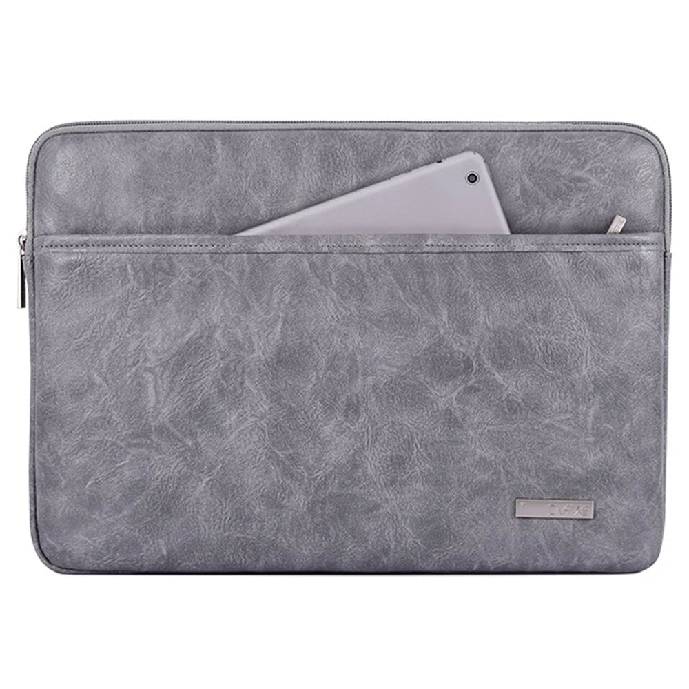 CANVASARTISAN L38-06 Portable Sleeve Bag for 13 inch Laptop PU Leather Carrying Case Anti-Scratch Notebook Slim Bag - Grey - 2