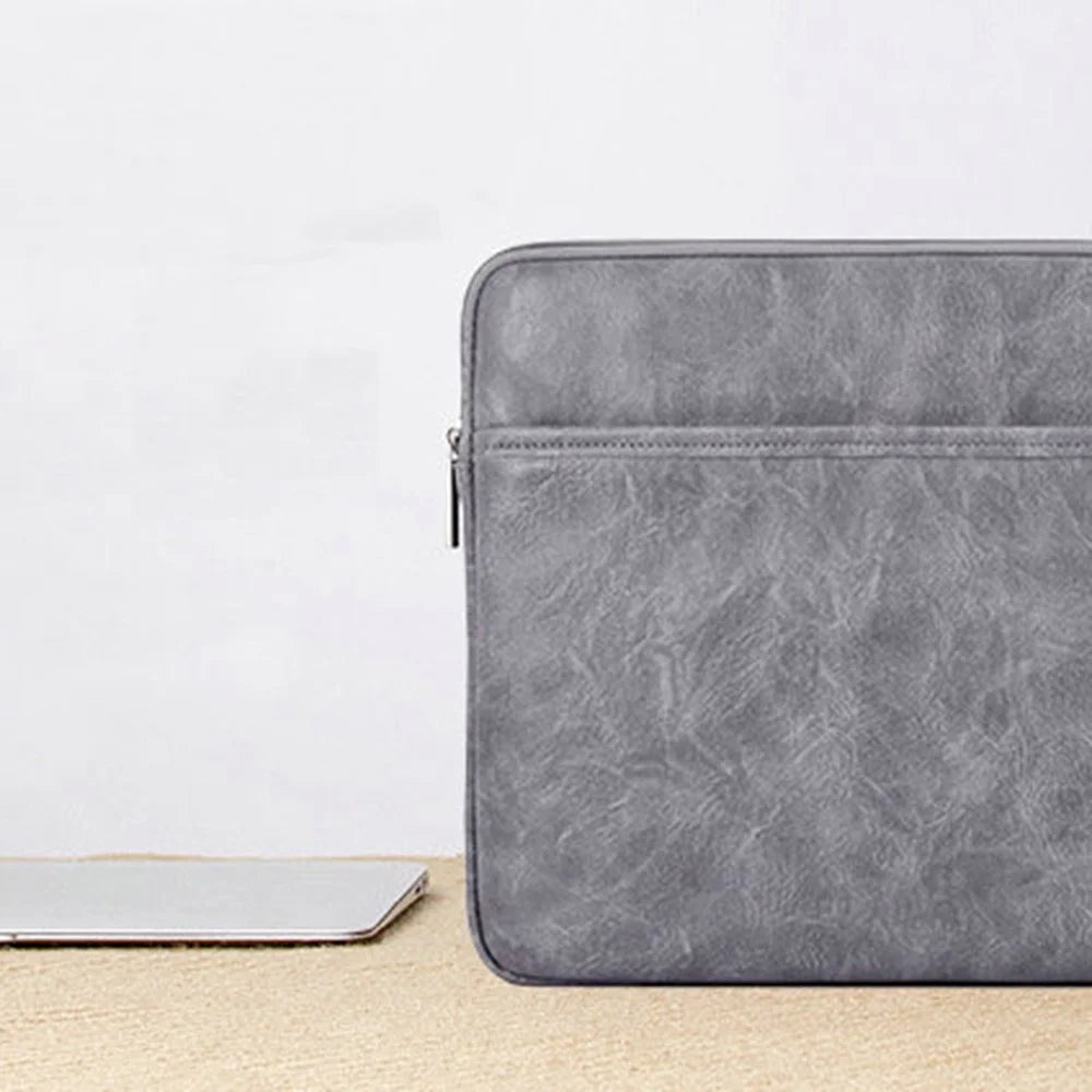 CANVASARTISAN L38-06 Portable Sleeve Bag for 13 inch Laptop PU Leather Carrying Case Anti-Scratch Notebook Slim Bag - Grey - 4