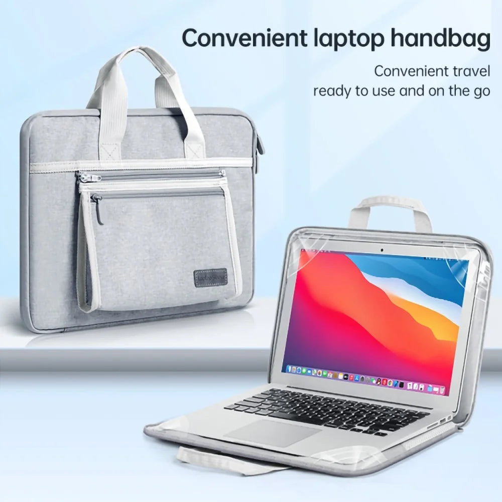 14-inch Laptop Bag Scratch Resistant Portable Oxford Cloth Notebook Handbag - Grey - 2