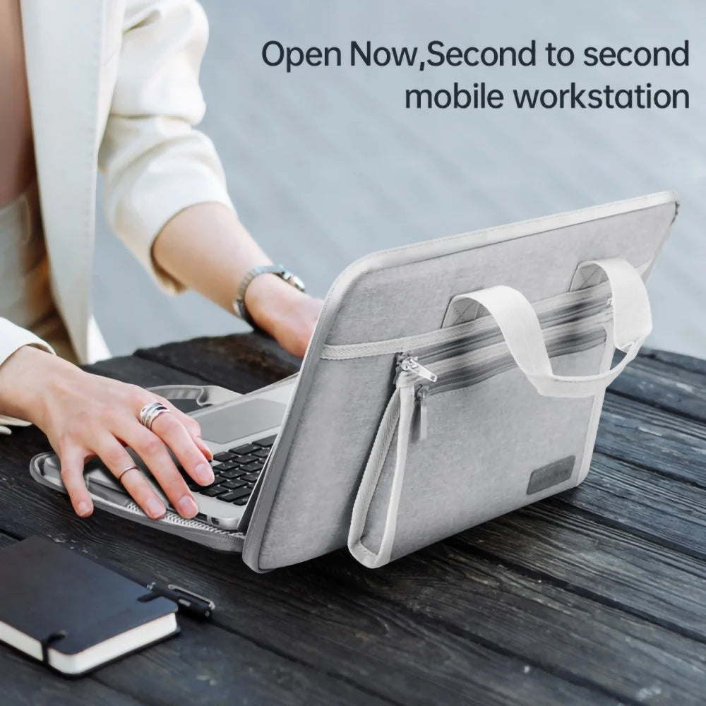 14-inch Laptop Bag Scratch Resistant Portable Oxford Cloth Notebook Handbag - Grey - 3