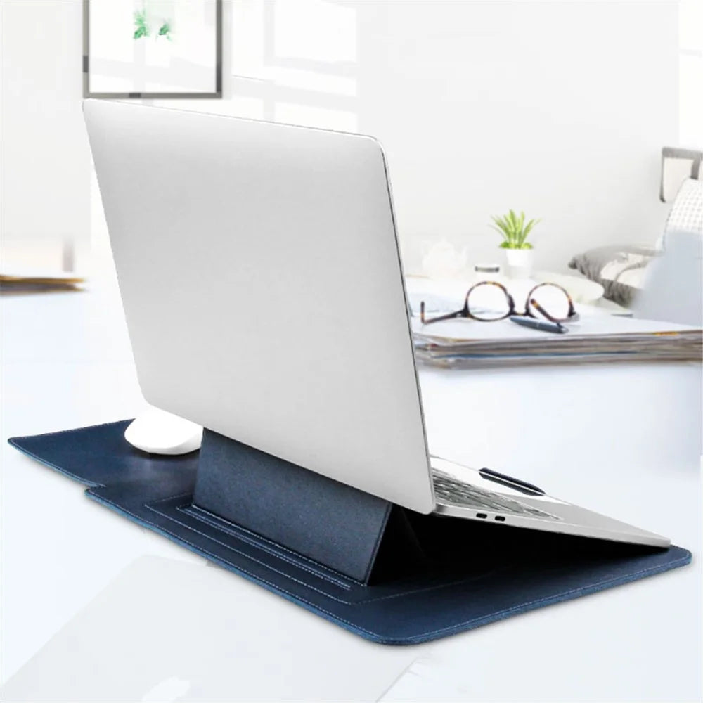 14-inch Laptop Bag Waterproof Adjustable Stand Carrying Pouch - Navy Blue - 2