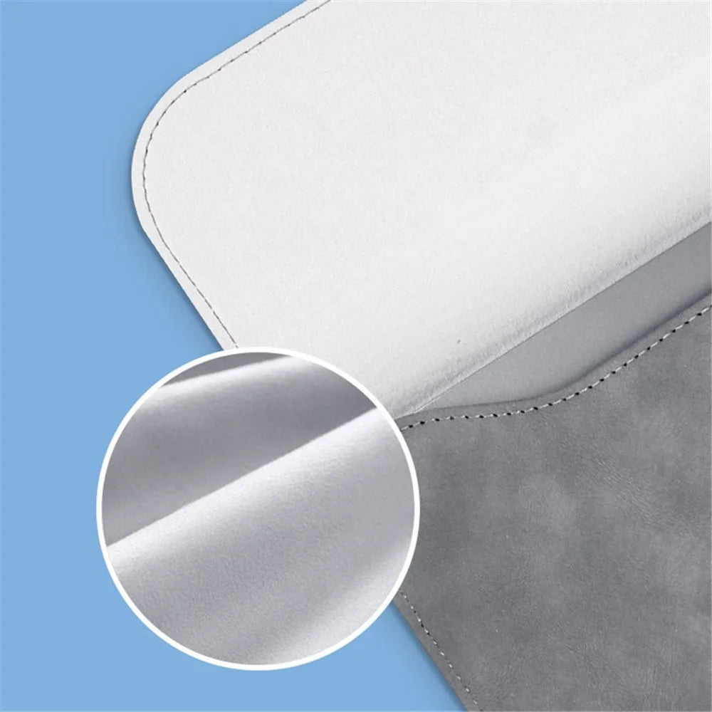 16-inch Horizontal Laptop Bag PU Leather Soft Lining Notebook Sleeve + Small Bag - Grey - 7