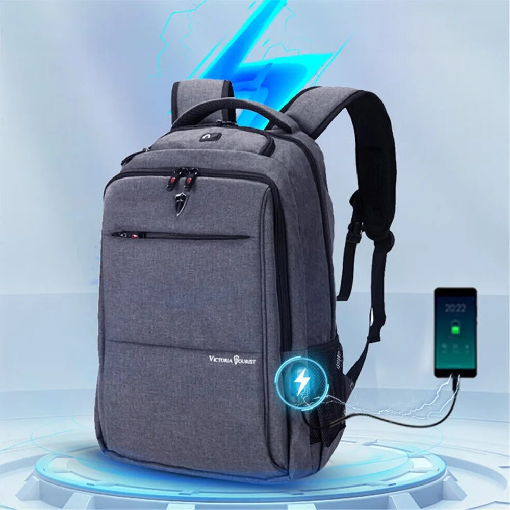 VICTORIATOURIST V906 USB Business Travel Backpack Dual Shoulder 15.6-inch Laptop Bag with USB Port, Upgraded Version - Grey - 5