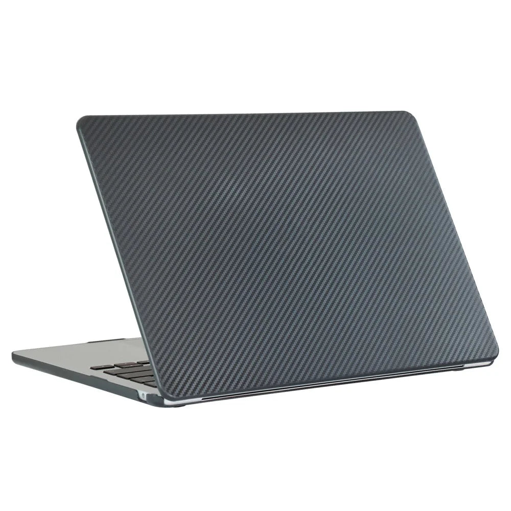 For MacBook Air 15 inch (2026) A3448 / (2025) A3241 / (2024) A311 / (2023) A2941 Case Carbon Fiber Texture Plastic Laptop Cover - Black - 3