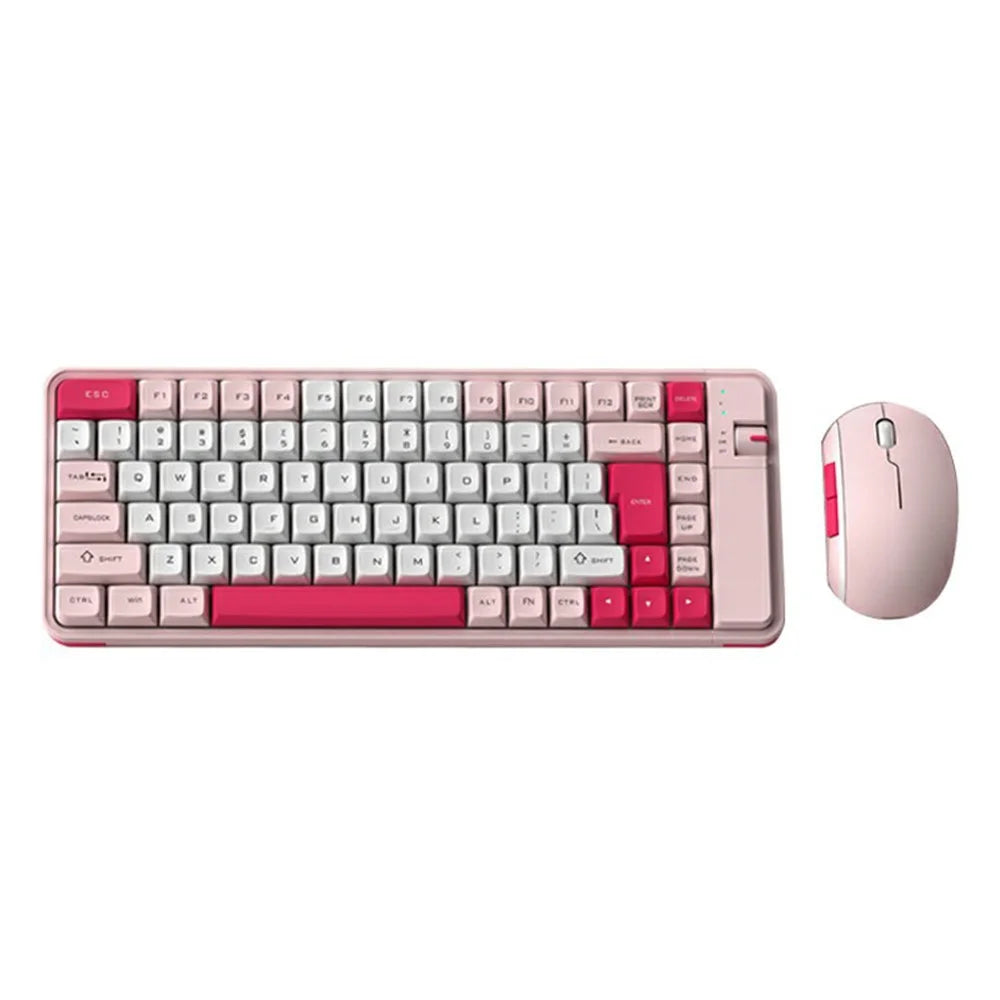 QW07 Wireless Keyboard Mouse Set Home Office Computer Bluetooth-compatible 5.0 Keyboard + Mouse - Pink - 1