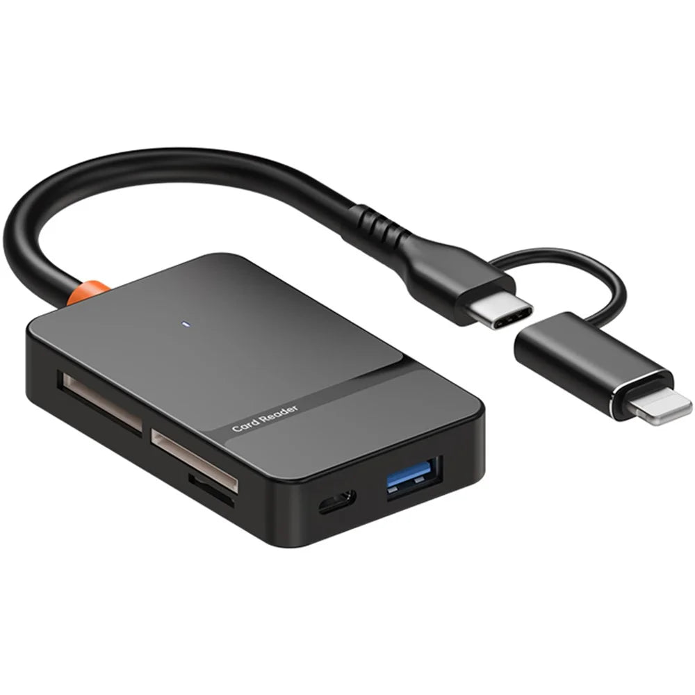 For Huawei / Xiaomi / Samsung 8-in-1 Card Reader Type-C + iP to SD / TF / MS / CF1 / Type-C / USB 3.0 U Disk Reading Adapter - 1