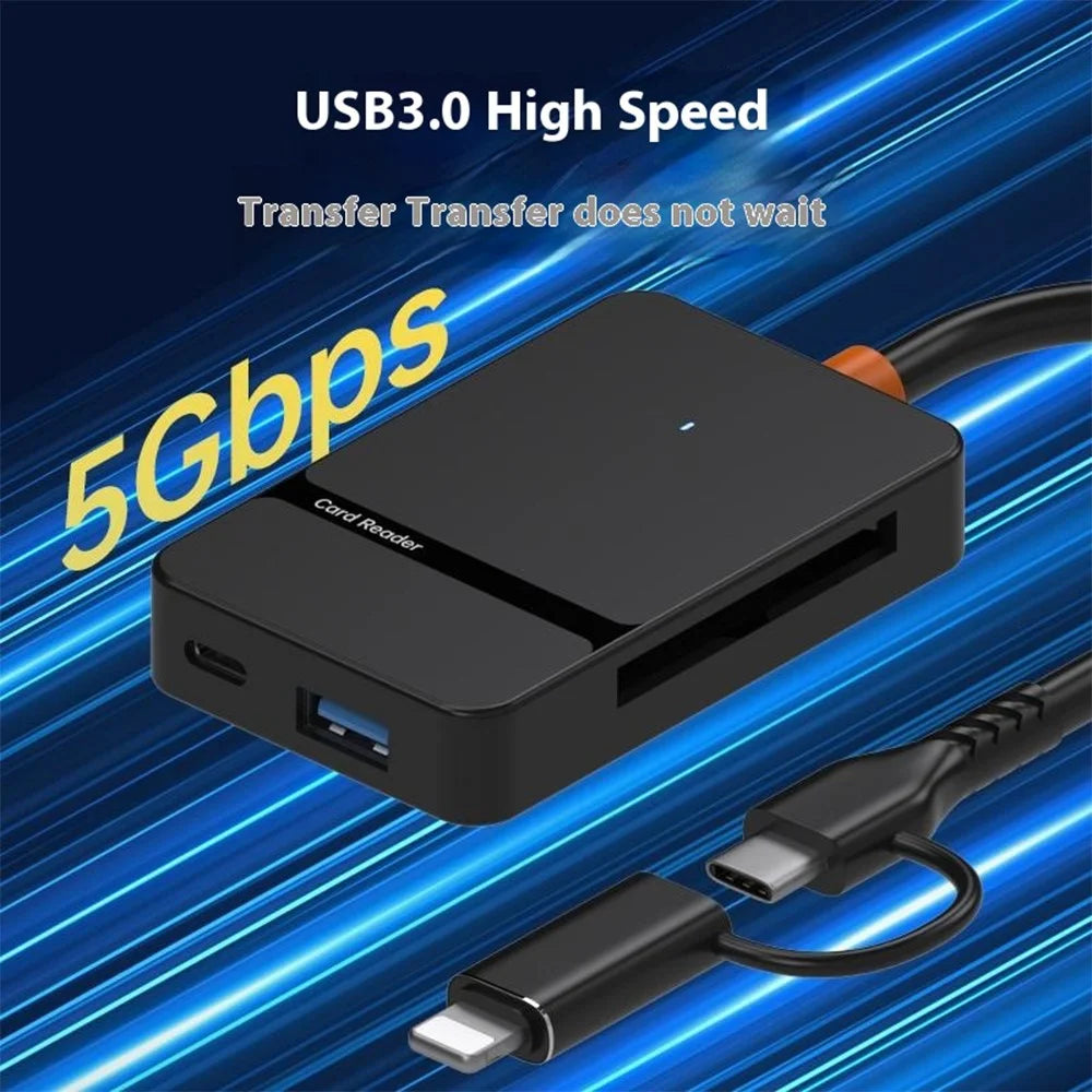 For Huawei / Xiaomi / Samsung 8-in-1 Card Reader Type-C + iP to SD / TF / MS / CF1 / Type-C / USB 3.0 U Disk Reading Adapter - 3