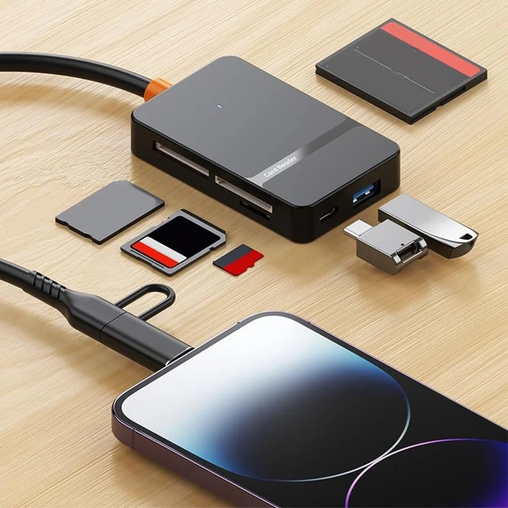 For Huawei / Xiaomi / Samsung 8-in-1 Card Reader Type-C + iP to SD / TF / MS / CF1 / Type-C / USB 3.0 U Disk Reading Adapter - 6