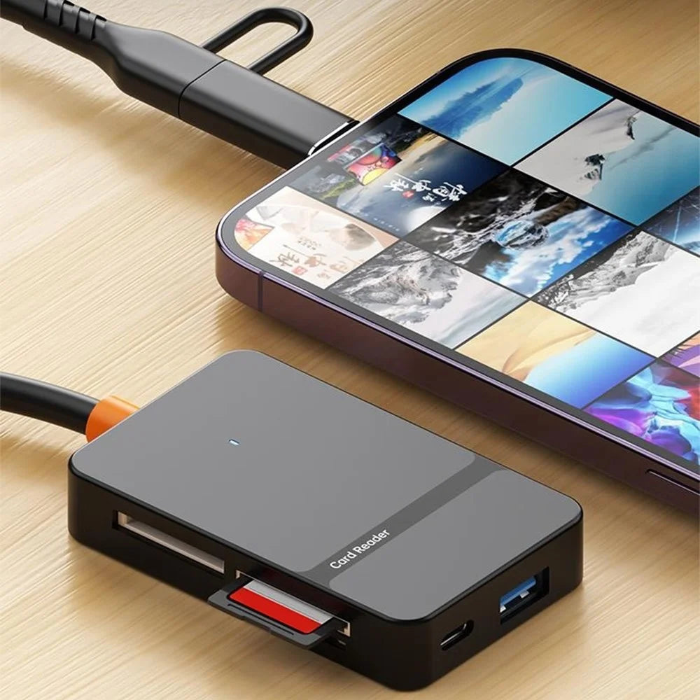 For Huawei / Xiaomi / Samsung 8-in-1 Card Reader Type-C + iP to SD / TF / MS / CF1 / Type-C / USB 3.0 U Disk Reading Adapter - 7