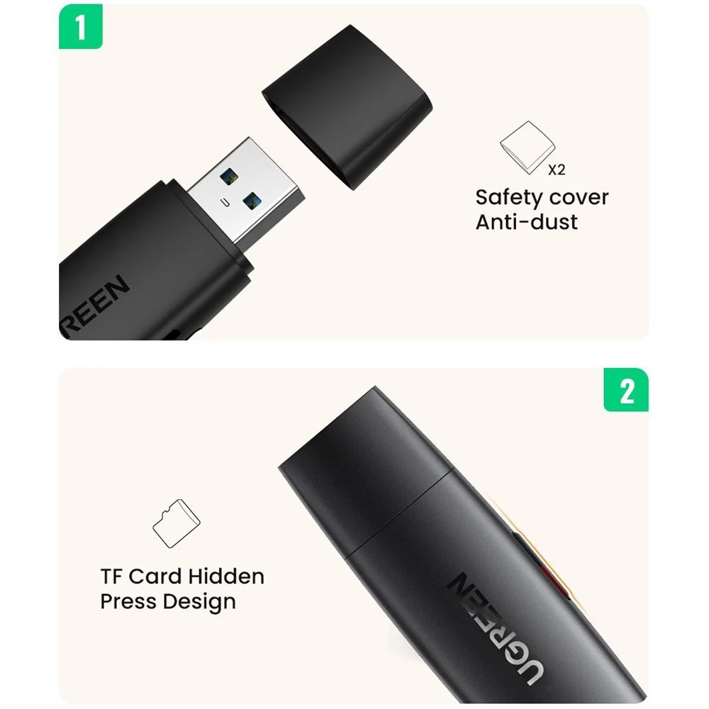 UGREEN 2-in-1 USB A to USB C OTG Card Reader PC Laptop Phone Converter Smart Memory Card Reader Adapter - 7
